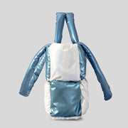 Women Handbags Winter Color Matching Down Cotton-padded Coat Tote Bag Soft Plaid Shoulder Bags