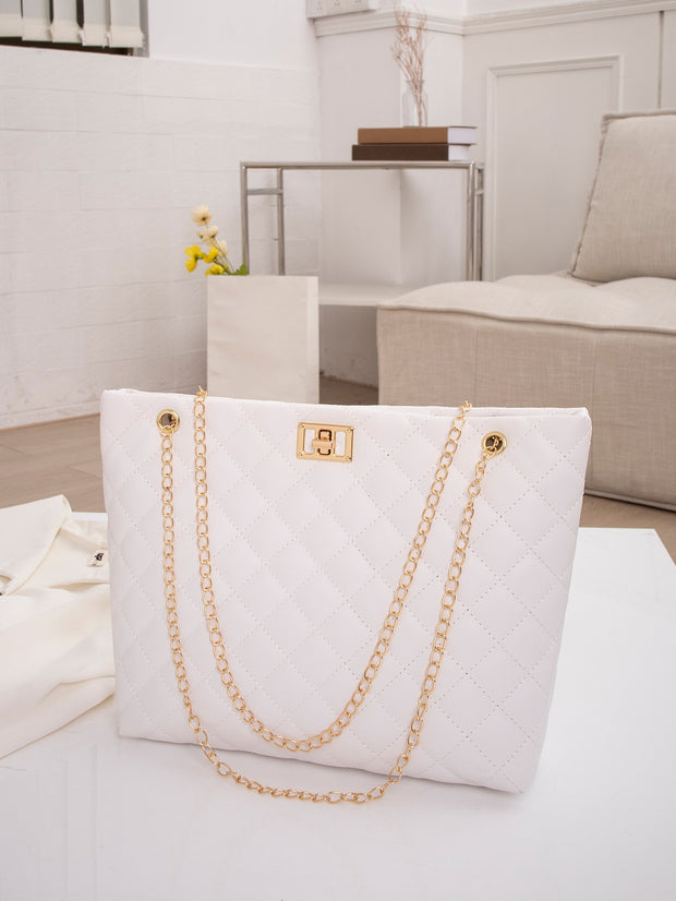 Minimalist Quilted Chain Tote Bag