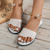 New Sandals Pearl Rhinestone Flat Fashion Roman